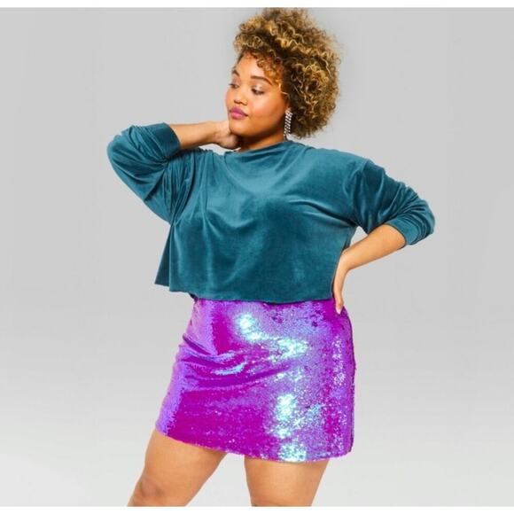 Wild Fable Purple Teal Color Changing Sequin Mermaid Skirt size small - Picture 3 of 5